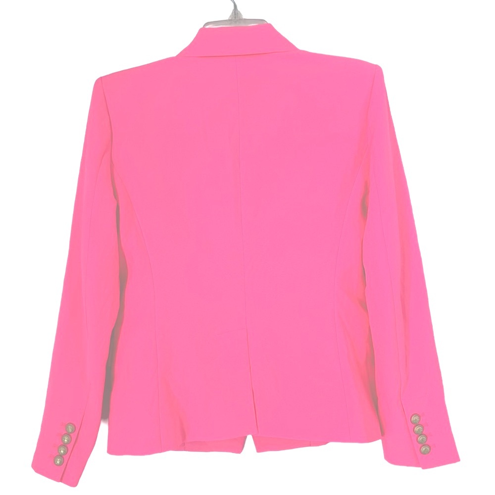 Women's Double-Breasted Pink Blazer Jacket - Picture 3 of 7